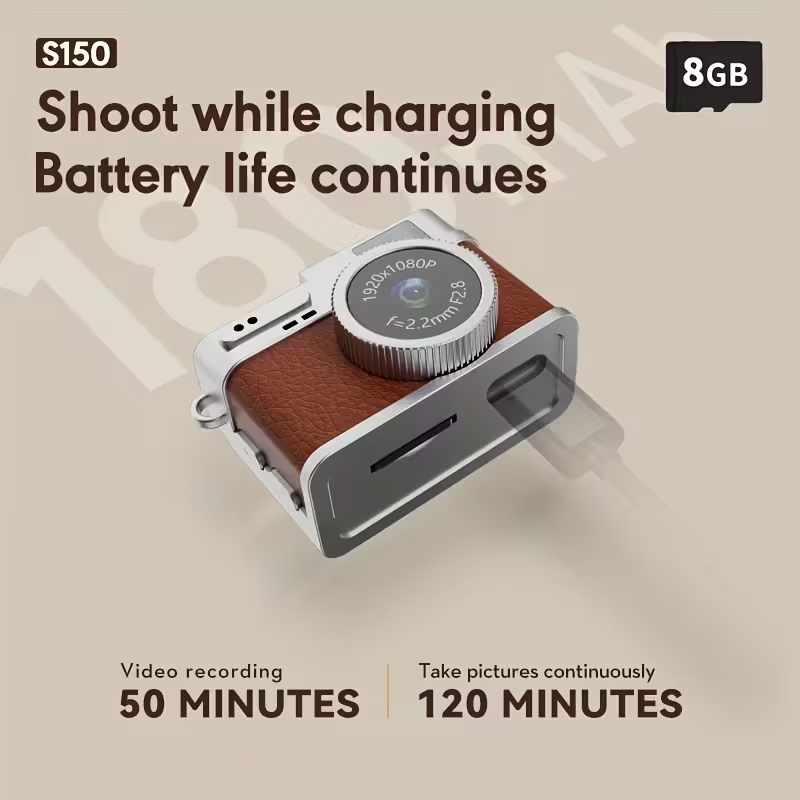 كاميرا مايكرو ميني بحجم الابهام بدقة 1080P 2MP، للصور والفيديو والسفر (بني)