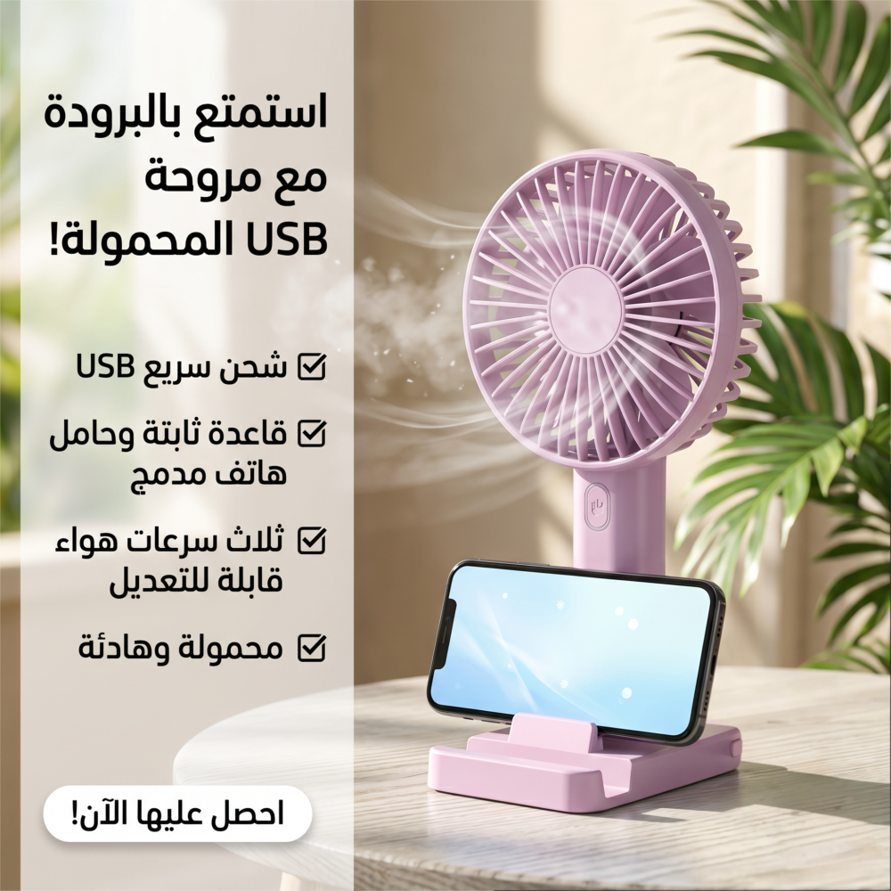 مروحه شحن USB بقاعدة